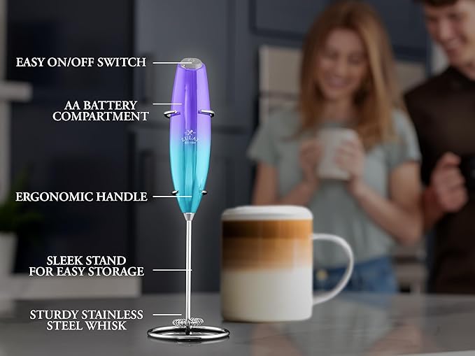 Zulay Kitchen Executive Series Luxury Gift Milk Frother ??Handheld Electric Foam Maker for Coffee, Lattes & Hot Chocolate ??Deluxe Finish, Ideal Gift for Coffee Lovers