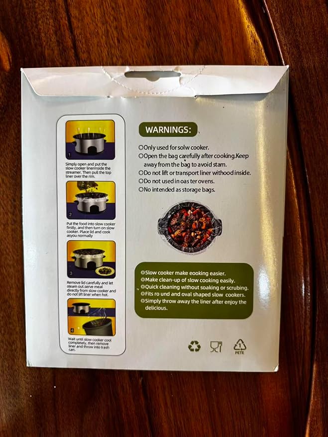 Slow Cooker Liners 20pcs, Large 13??x 21??Disposable Cooking Bags for 3QT to 8QT Slow Cookers, Cooking Tray for Oval and Round Pots (20)
