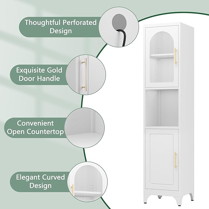 Tall Bathroom Storage Cabinet,Freestanding Storage Cabinet with Doors and Shelves,Slim Bathroom Cabinets,Small Cabinets for Living Room