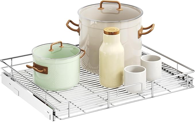 LOVMOR Pull Out Cabinet Organizer 31쩍" W x 21쩍" D, Kitchen Cabinet Pull Out Shelves Slide Out Storage