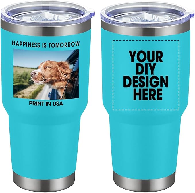 SMLIXE Personalized Coffee Tumbler Print in USA 30oz Stainless Steel Double Wall Insulated Coffee Cup With Text Photo Logo
