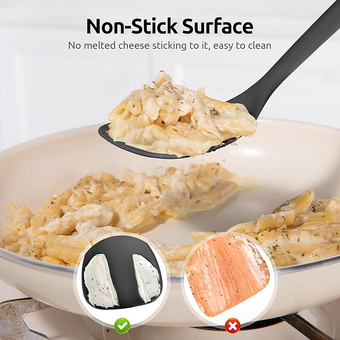 U-Taste 600쨘F Heat Resistant Wok Spatula: 13.76" Long, 3.63" Wide Silicone Cooking Utensils with Flexible Edge & Sturdy Core, for Kitchen Stir Fry, Serving, Scoop, Non-Stick Pan, Carbon Steel (Black)