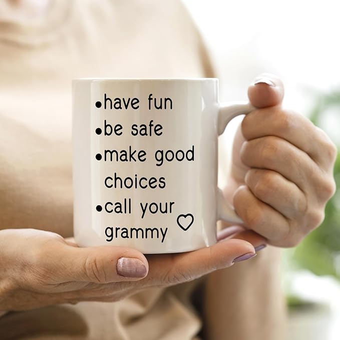 QASHWEY Funny Call Your Grammy Coffee Mug, College Freshmen Students Graduation Gift, Call Your Dad Coffee Cups Ceramic 11 Ounce, College Gift Tea Mug Cup, Gifts for College Freshmen Grandkids