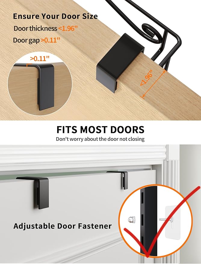 Over the Door Pantry Organizer, 9-Tier Over the Door Pantry Organizer Rack and Storage, Metal Hanging Spice Rack Shelves Door for Home Office Laundry Room Bathroom & Kitchen Organization Black