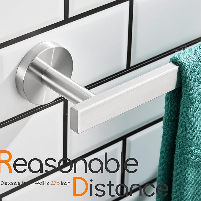 12 Inch Bathroom Towel Bar Bath Towel Rack Kitchen Towel Holder Towel Ring Wall Mounted SUS304 Stainless Steel Brushed Nickel AN4001BR-L12