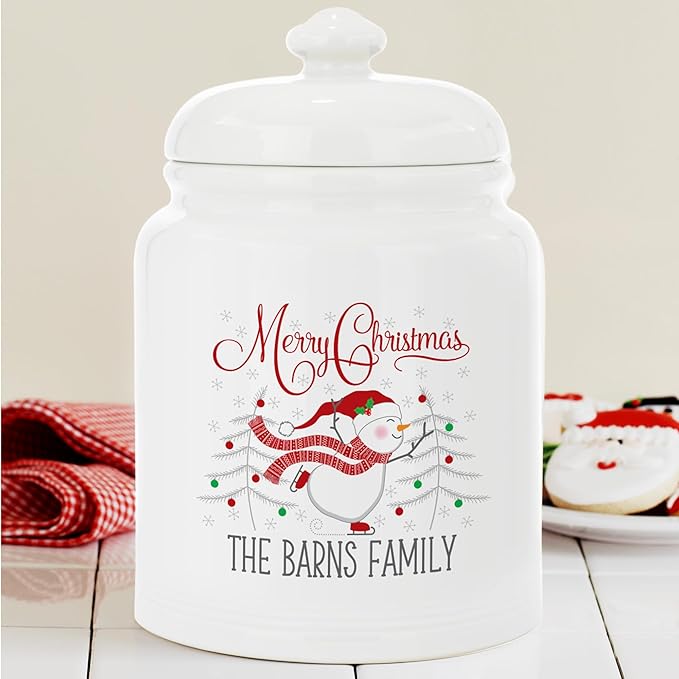 Let's Make Memories Personalized Christmas Joy Family Cookie Jar - For Her- Kitchen Christmas D챕cor