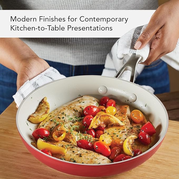 KitchenAid Hard Anodized Ceramic 9-Piece Nonstick Cookware Set ??Includes Fry Pans, Saucepan, Stockpot, Durable, Even Heating, Oven Safe to 500째F, Empire Red