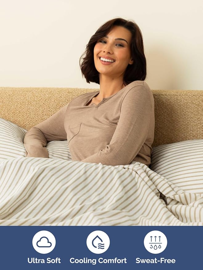 Extra Deep Twin Sheet Set - 4 Piece Breathable and Cooling Sheets - Hotel Luxury Bed Sheets Set - Easy Fit - Soft, Wrinkle Free and Comfy Sheets Set - Beige Striped Sheet Set with Extra Deep Pockets