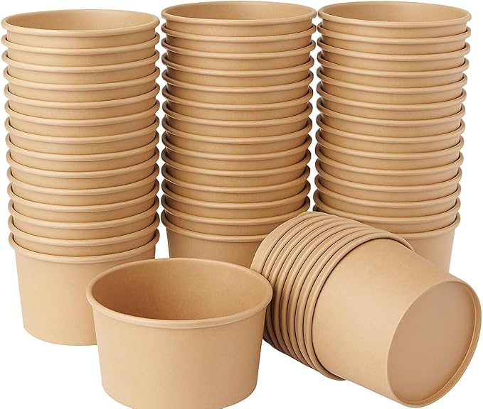 Ruthy's Outlet Kraft Salad Bowls W/Clear Lids ??Disposable Paper Salad Containers, Eco-Friendly | Leak-Resistant | Microwave Safe ??Ideal for Meal Prep, To-Go Orders & Catering (100, 32 oz)
