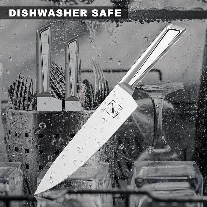 imarku 14-Piece Knife Set with Block, Built-in Sharpener, High Carbon Stainless Steel Kitchen Knives, Dishwasher Safe, Rust Resistant, Non-Slip Handle ??Gift for Home Cooks & Chefs, White