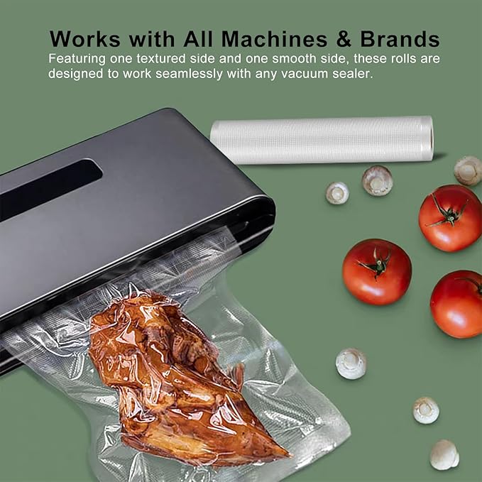 Precision Multi-layer Vacuum Sealer Bags Rolls, 8" x 20'(3 Rolls) and 11" x 20' (3 Rolls), BPA-Free Commercial Grade, Food Preservation, Food Vacuum Sealer Bags for Sous Vide and Freezer Storage