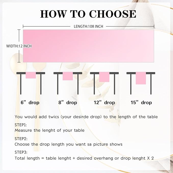 Yblut 10 Pack Satin Table Runner 12 x 108 Inch Long Pink Silk Table Runner for Wedding Party Banquet Birthday Decoration