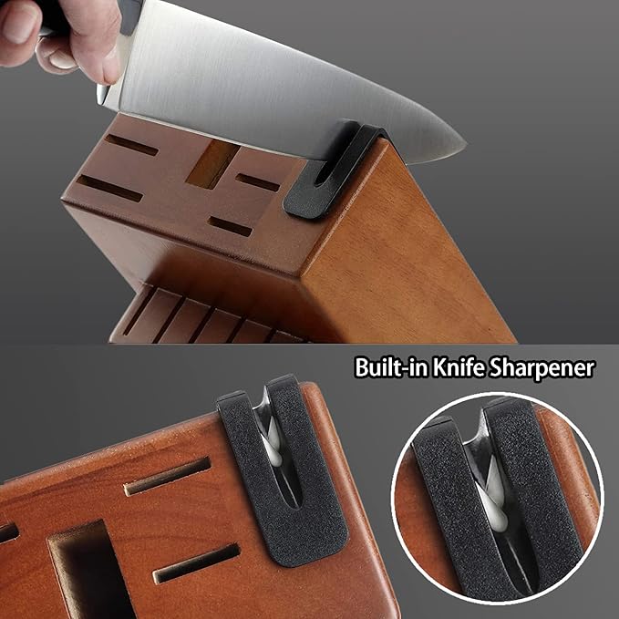 McCook짰 Knife Sets, German Stainless Steel Kitchen Knives Set with Built-in Sharpener and Wooden Block