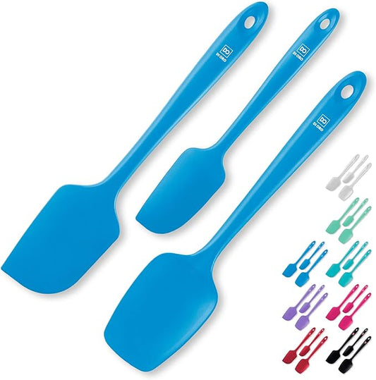 DI ORO Silicone Spatula Set - Rubber Kitchen Spatulas for Baking, Cooking, & Mixing - 600째F Heat-Resistant & BPA Free Silicone Scraper Spatulas for Nonstick Cookware - Dishwasher Safe (3pc, Blue)