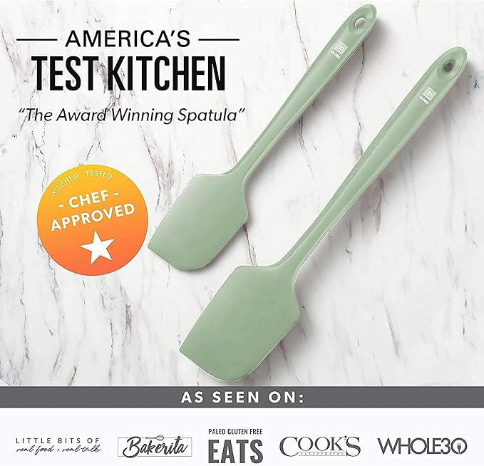 di Oro Living Silicone Spatula Set - Rubber Kitchen Spatulas for Baking, Cooking, Mixing - 600째F Heat-Resistant & BPA Free Silicone Scraper Spatulas for Nonstick Cookware - Dishwasher Safe (3pc, Sage)