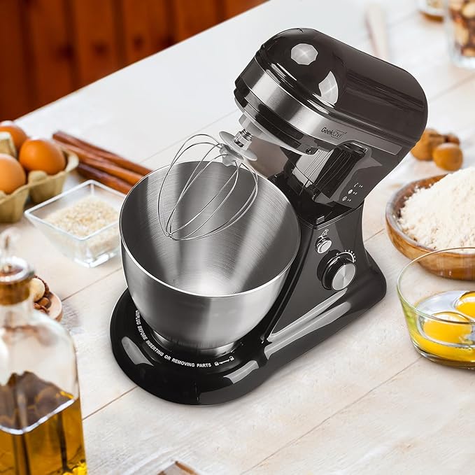 Geek Chef 3-IN-1 Stand Mixer, 4.8QT, 12 Speeds Tilt-head Food Mixer with Dough Hook, Whisk, Beater and Digital Scale with App, Black