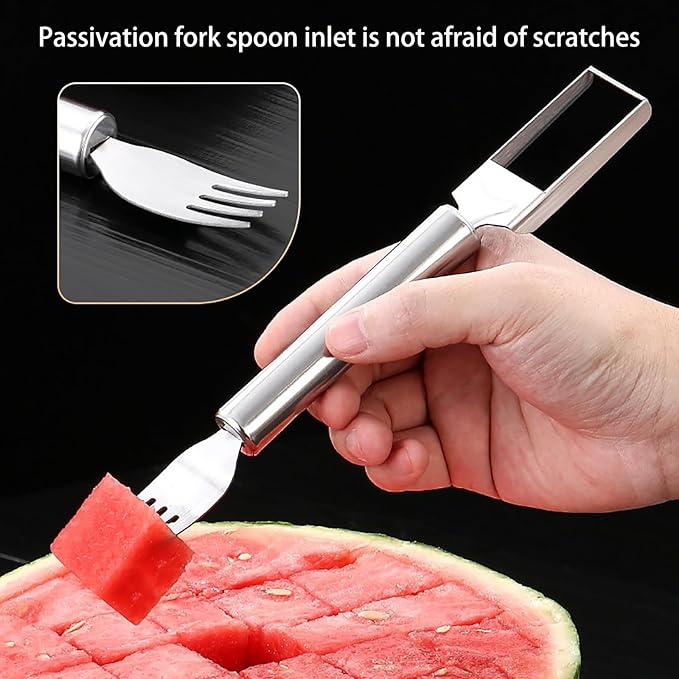 Watermelon Cutter ??2025 Upgraded Stainless Steel 2-in-1 Fork Slicer Tool | Portable & Multi-Functional for Effortless Fruit Slicing at Home, Parties, Camping & Kitchen Use (3, A)