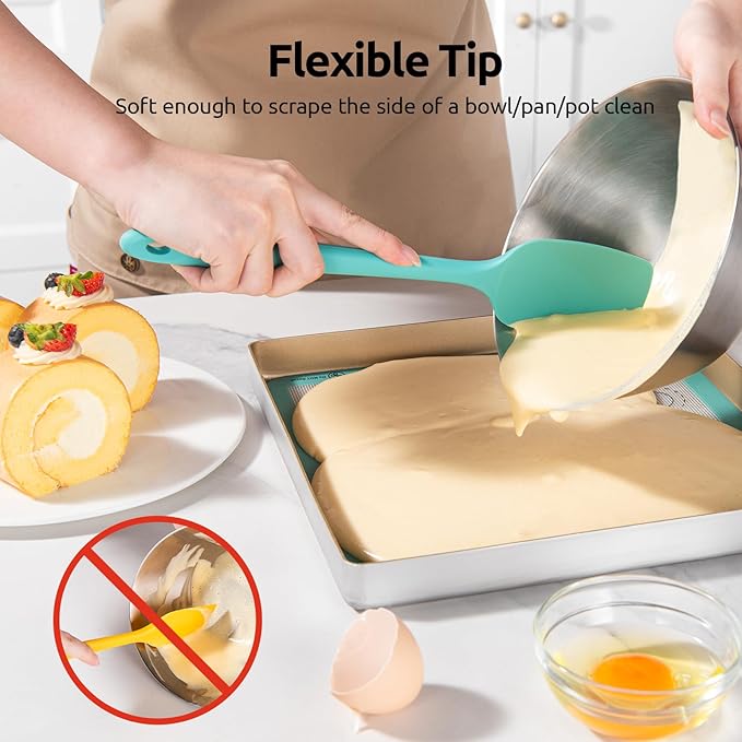 High Heat Resistant Silicone Spatula: U-Taste 600쨘F Hot-Proof Food Grade Rubber Kitchen Baking Scraper, Flexible and Sturdy Cooking Utensil for Mixing Scraping in NonStick Cookware (4PCS, Multicolors)