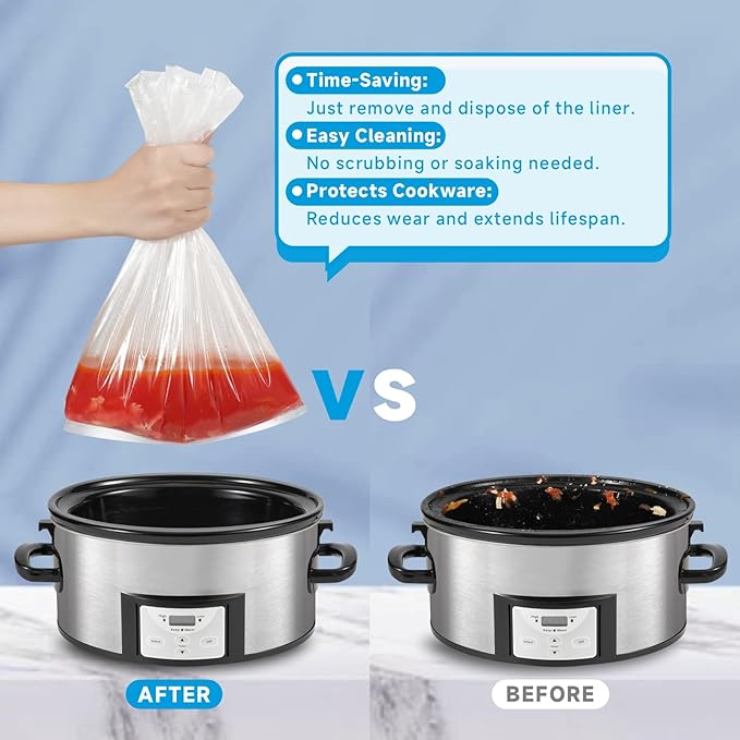 Slow Cooker Liners 3-8 Quart, Cooking Bags Large Size 13"x 21", Slow Cooker Bags Disposable Oval Large For Crock Pot (20)