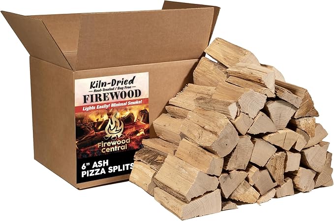 Firewood Central Kiln-Dried PA Ash ??6??Splits (Approx. 42 lb) ??Mild Smoking Wood for Pizza Ovens, BBQ & Fire Pits ??Easy Light, Low Smoke, USA-Sourced