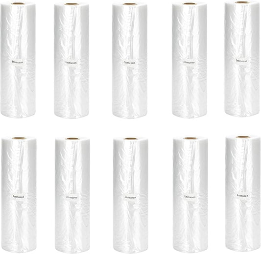 Immuson Food Storage Bags, 12 x 20 Plastic Produce Bag on a Roll Fruits, Vegetable, Bread, Food Storage Clear Bags (10 Rolls-3500 Bags)