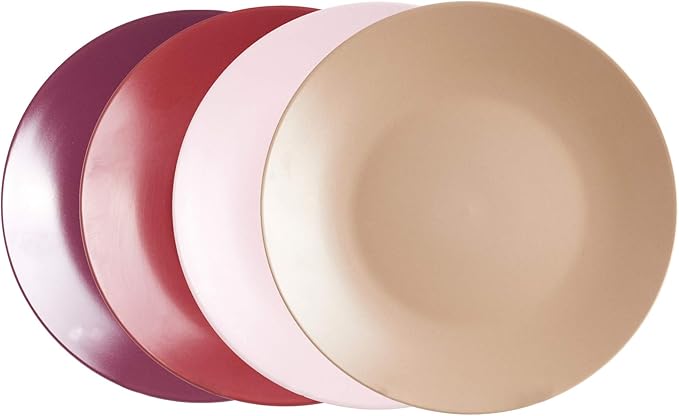 Colors Life 16 Dinnerware Set竊똎utside Shinny Black + Inside Matte Finished Color Very Berry