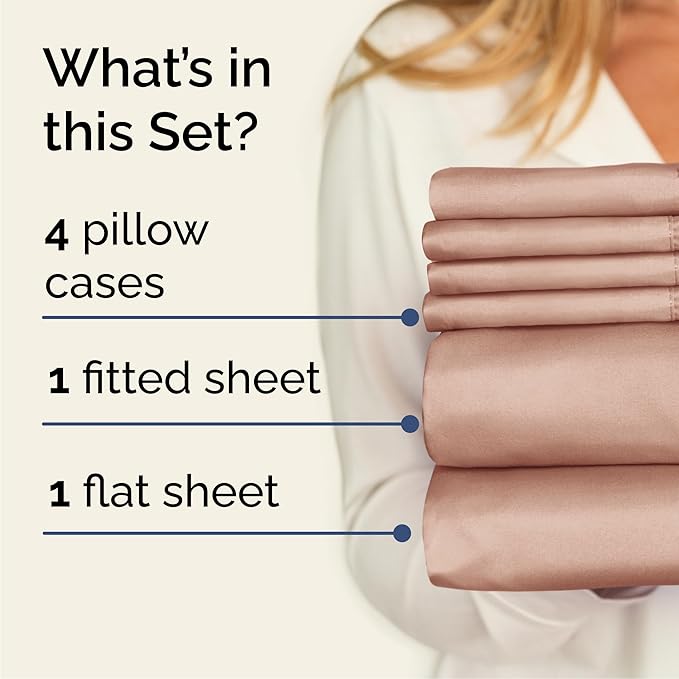 Cal King 6 Piece Sheet Set - Cooling & Breathable Bed Sheets - Hotel Luxury Bed Sheets for Women, Men, Kids & Teens - Bedding w/Deep Pockets & Easy Fit - Soft & Wrinkle Free - Cal King Mauve Sheets