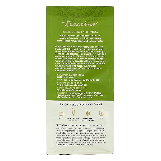 Teeccino Herbal Coffee Variety Pack - Vanilla Nut, French Roast, Maca Chocolaté - Ground Herbal Coffee That?™s Prebiotic, Caffeine-Free & Acid Free, Dark Roast, 11 Ounce (Pack of 3)