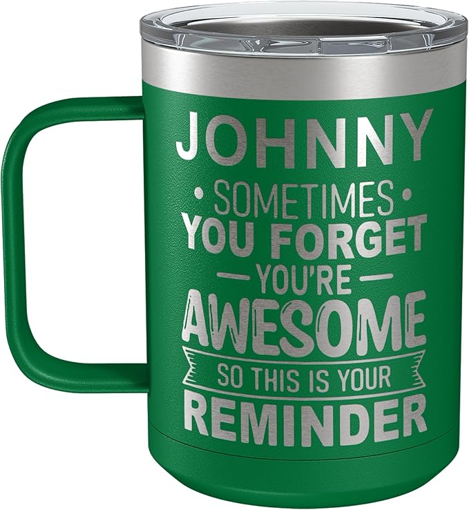 Personalized Inspirational Travel Coffee Mug, Inspirational Gifts for Men Dad Wife Sister Women, Custom Birthday For Him Her, Customized You?셱e Awesome Tumbler, Teacher Coworker Gifts 15oz Green