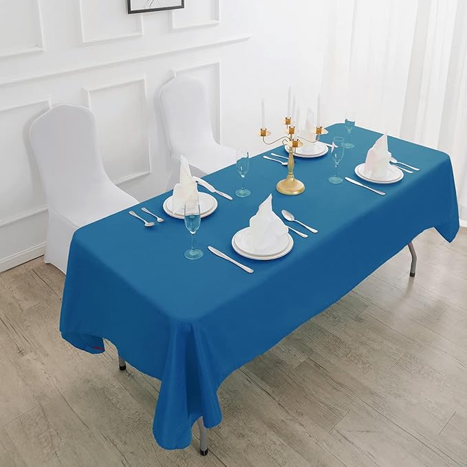 Cupuamon Rectangle Tablecloth 90x156 inch Washable Polyester Fabric Table Cloth for Wedding Party Dining Banquet Decoration（90x156, Mediterranean Blue）