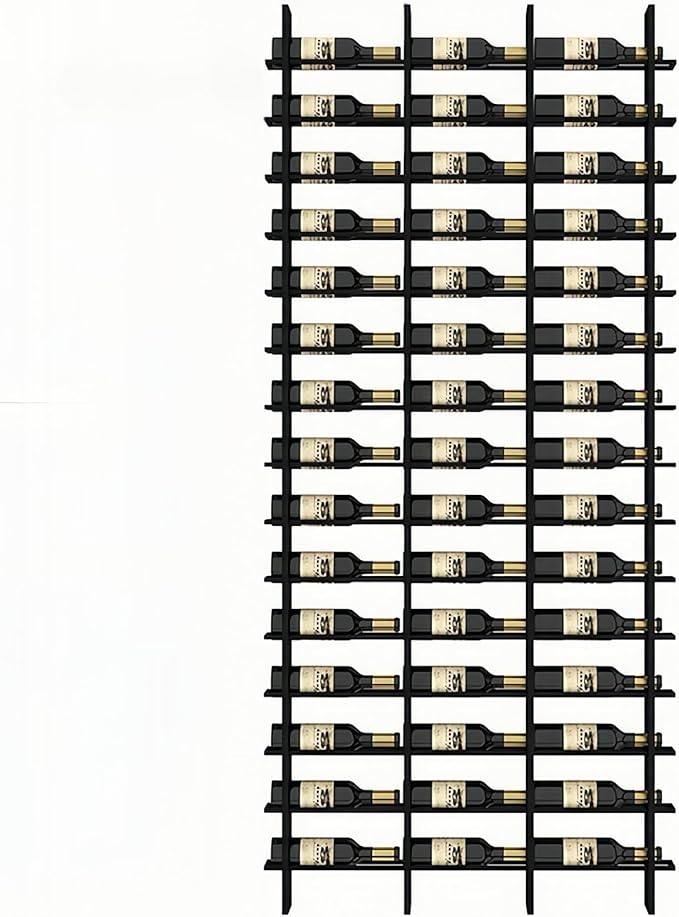 45-Bottle 3-Column Wall-Mounted Wine Rack, Black Metal Wine Bottle Holder with Vertica Design, Space-Saving Wine Storage Shelf for Home Bar, Kitchen, Restaurant & Cellar(45 Bottles, 45.67" W)