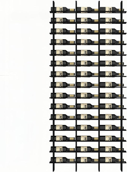 45-Bottle 3-Column Wall-Mounted Wine Rack, Black Metal Wine Bottle Holder with Vertica Design, Space-Saving Wine Storage Shelf for Home Bar, Kitchen, Restaurant & Cellar(45 Bottles, 45.67" W)