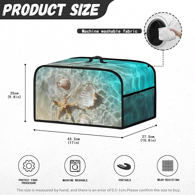 Beach Starfish Conch Protective Cover for Slow Cooker Oval Universal for 6-8 Quart Oval Slow Cooker Washable Appliance Covers Anti-Stain Anti-Static Countertop Decorations