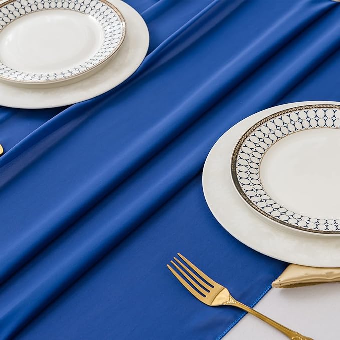 flohar 12Pack 9ft Chiffon Table Runner 14x108 Inch Sheer Romantic Table Runner for Wedding Birthday Party Bridal Shower Outdoor Decoration-Royal Blue