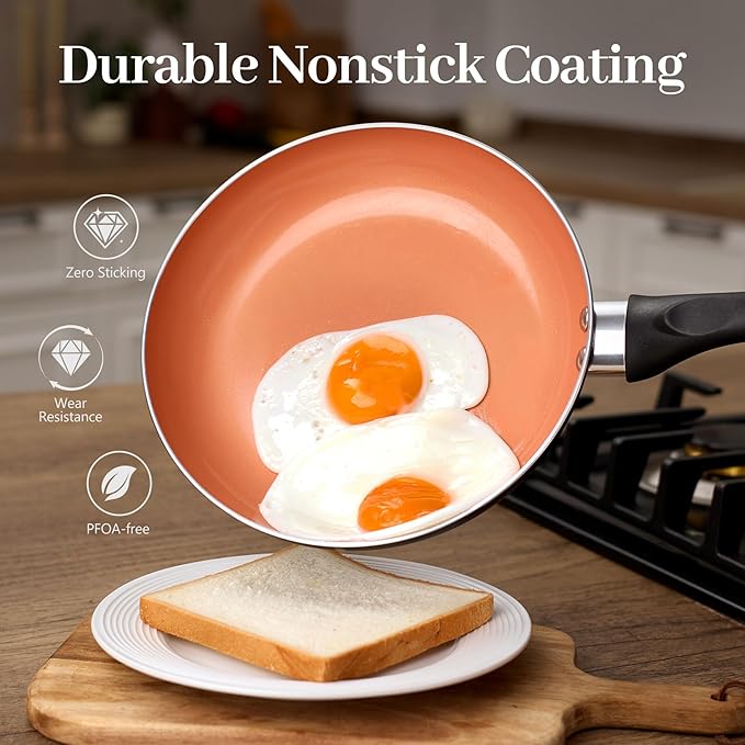 8pcs Gold Ceramic Pots and Pans Set, Cooking Pan Set,Cooking Pot Set Ceramic Pan Set, Nonstick Cookware Set, Induction Safe Kitchen Cooking Set with Frying Pans, Saucepans, shovel and Ladle