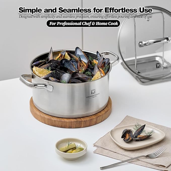 3.78-Quart Stainless Steel Stock Pot with Tempered Glass Lid, 3-Ply Construction, Ergonomic Handles, Compatible with All Cooktops, BPA Free (8.46" Diameter)