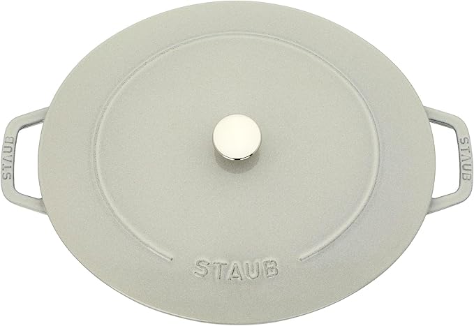 Staub Cast Iron 6.25-qt Shallow Oval Dutch Oven - White Truffle