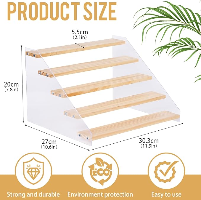 Kitchen Cabinet Organizer,5 Tiered Wooden Spice Rack Organizer for Cabinet,Perfect for Kitchen Countertops & Pantry Storage,Ideal for Home Cooks & Organized Kitchens(5 Tier)