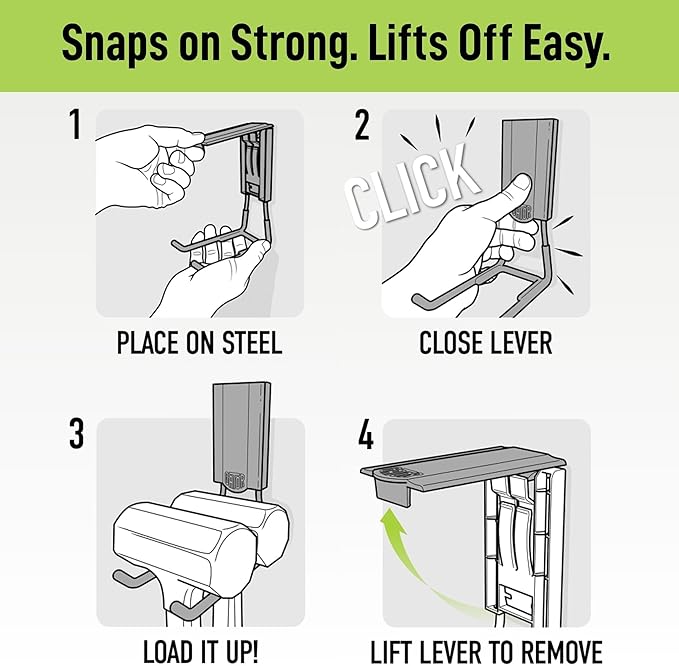 GATOR MAGNETICS MIDI 2.5 & 4" Open Hooks, 25 lb Heavy Duty Magnetic Hooks for Steel Surfaces, Patented Easy-Release, Non-Slip Grip ??Storage & Organization, Garage, Shed, Home, Cleaning Tools -6 Pack