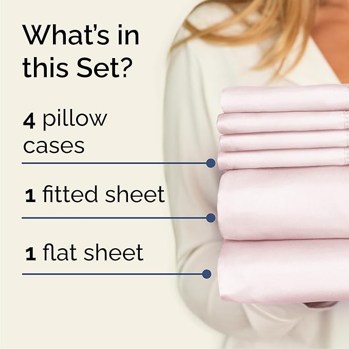 Cal King 6 Piece Sheet Set - Cooling, Comfy & Breathable - Hotel Luxury Bedding for Women, Men, Kids & Teens - 1 Flat & 1 Fitted Sheet & 4 Pillowcases with Deep Pockets - Wrinkle Free - Lavender Pink