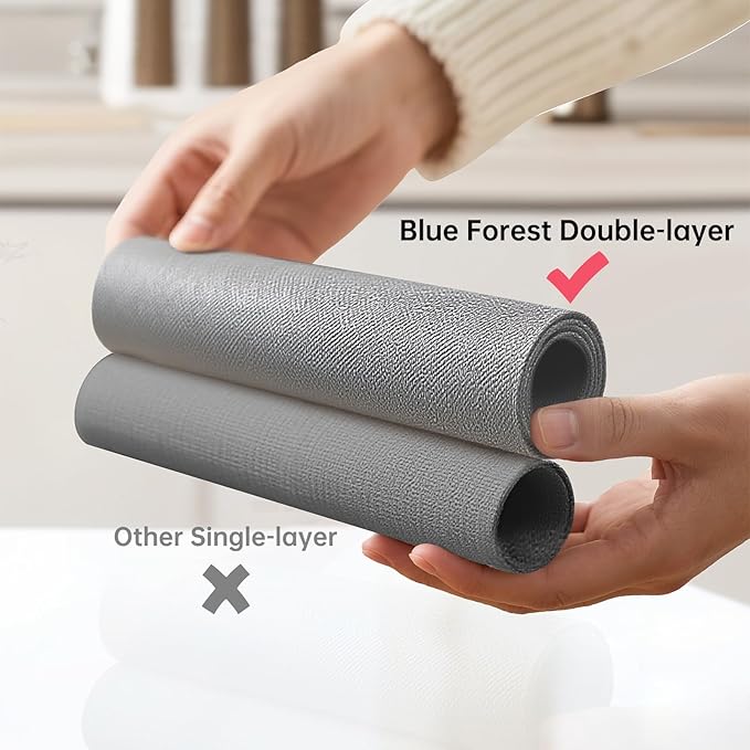 Blue Forest | Rectangular Faux Linen Placemats Set of 4 | Dual- Layered Thickened for Durability | Heat Resistant | Machine Washable | Wrinkle Free for Easy Care Indoor/Outdoor Use - Light Grey