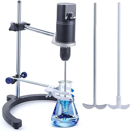 Lab Analog Overhead Stirrer, 40L Capacity, 100-2000rpm Speed Range, Max.Viscosity 10000mpas, Lab Mixer with Overload Protection, Overhead Mixer with Support Stand&Two Stirring Rods
