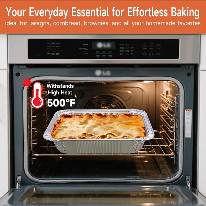 9x13 Aluminum Pans (30 Pack) ??Disposable Half Size Aluminum Foil Pans for Cooking, Baking, Meal Prep, Parties & Food Storage