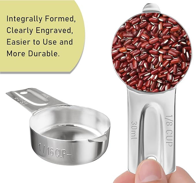 BERYLER 1PCS 1/8Cup (30ml, 1oz) Single Measuring Cup, Stainless Steel Measure Scoop, Metric and US Measurement, Dishwasher Safe