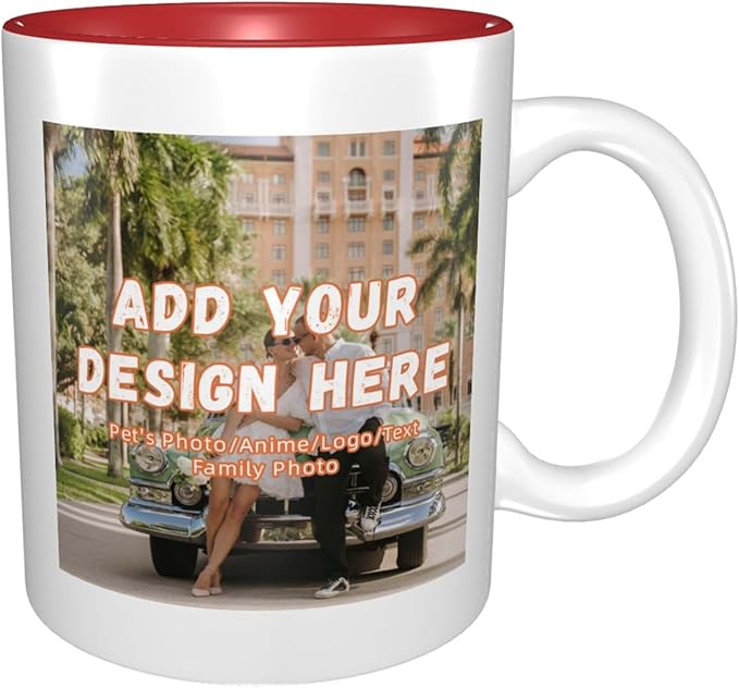 Custom Color Mugs with Partial or Full-Size Printing Customizable Photos and Text Coffee Mugs Creative Multicolor Designs Image (Partial, Red)