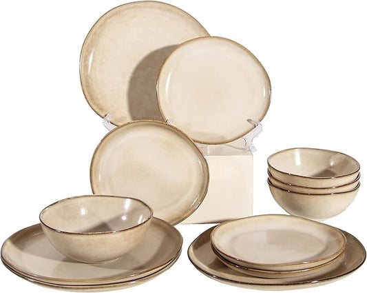 Decosignature 12-Piece Stoneware Dinnerware Set for 4 (Cream)