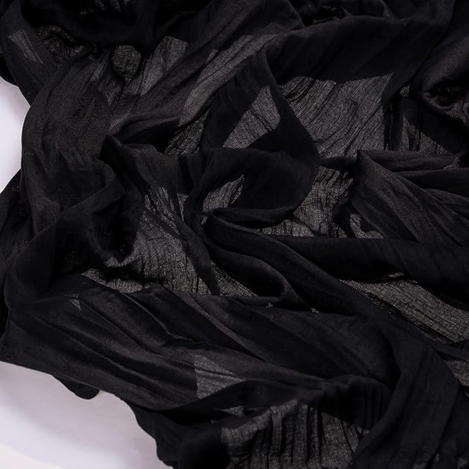 Socomi 3pcs Black New Year Valentine's Day Cheesecloth Table Runner Boho Rustic Gauze 120 inch 10FT Cheese Cloth Runner for Wedding Party Baby Shower Birthday Home Decor Holiday Decorations