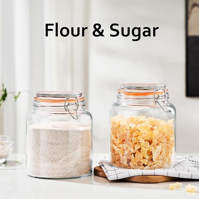 0.6 Gallon Glass Storage Jar with Lid, Wide Mouth Glass Canister for Storing Food in Pantry and Fermenting, Set of 2