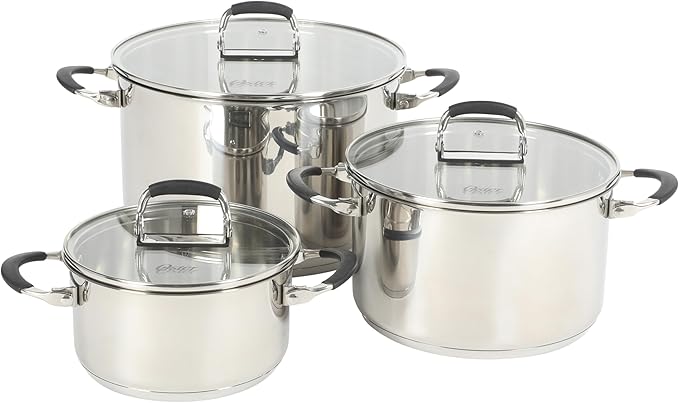 Oster Platinum Silverbolt 6 Piece Stackable Space-Saving Dutch Oven Sauce Pan Cookware Set