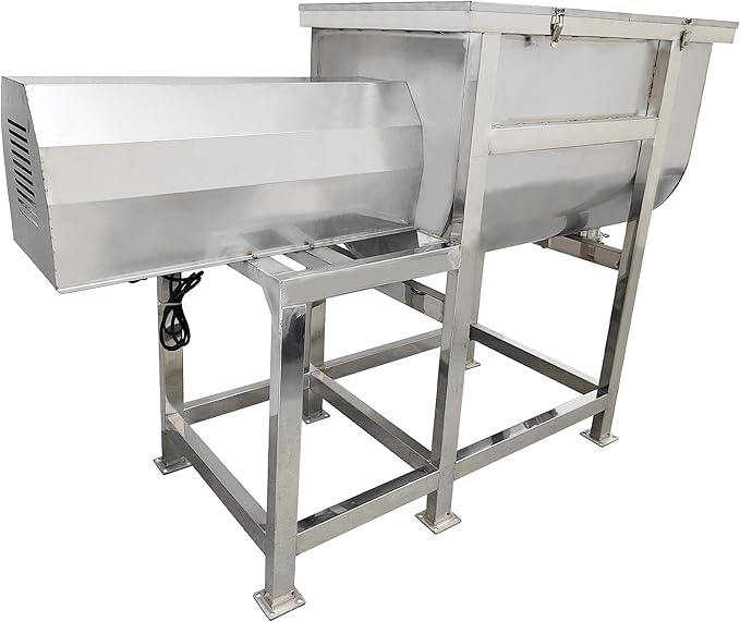 Dry and Wet Horizontal Mixer 220V 2.2KW, 200KG Capacity, 304 Stainless Steel Spiral Mixer for Feed/Plastic/Fertilizer/Sauce